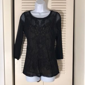 INC Black pullover Women’s lace shirt